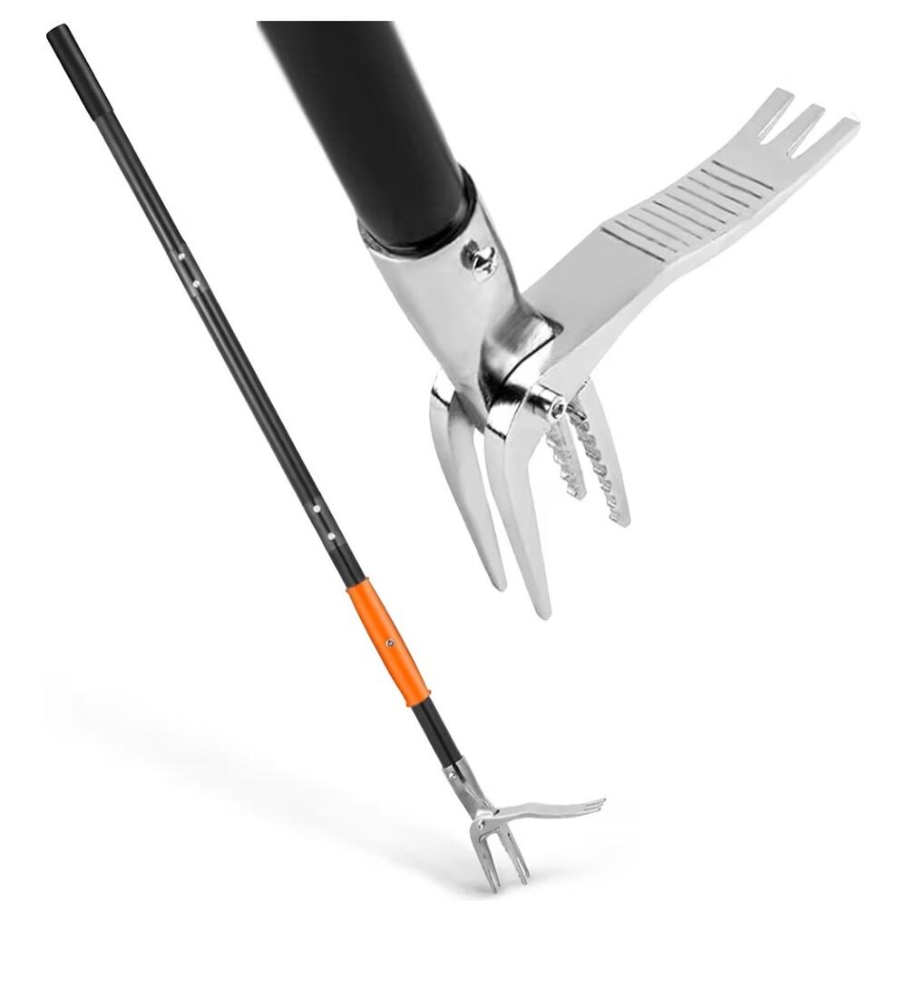 50" Stand Up Weed Puller Tool Long Handle 4-Claw Weed Remover Heavy Duty
